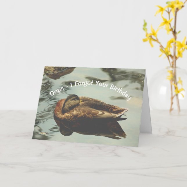 Naptime Duck Cute Belated Birthday  Card (Yellow Flower)