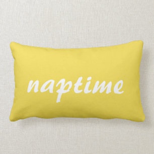 Naptime White and Yellow Lumbar Pillow