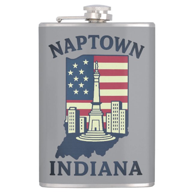 Naptown Indiana Monument Circle  Hip Flask (Front)