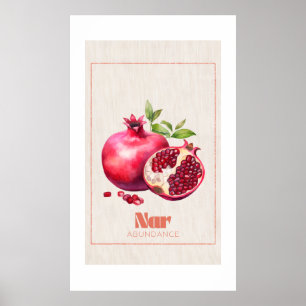 Nar Turkish Pomegranate Abundance Folk Art Canvas Poster