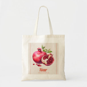 Nar Turkish Pomegranate Abundance Folk Art Canvas Tote Bag