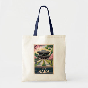 Nara Japan Illustration Travel Art Vintage Tote Bag