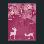 Nara Japan Sakura Deer Hand Illustrated  Postcard<br><div class="desc">Celebrate your time in Nara Japan with these beautiful hand illustrated Sakura postcards. Perfect for sharing with friends or selling at your tourism shop!</div>