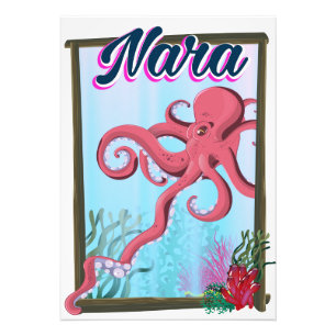 Nara Japan Squid travel poster