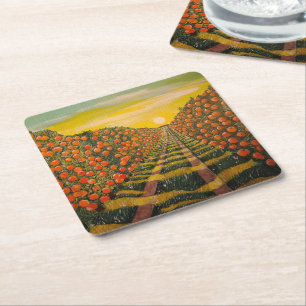 Naranjas de Valencia Painting by Alfred Fox Square Paper Coaster