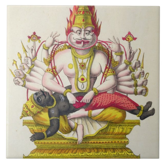 Narasimha, engraved by de Marlet (colour litho) Ceramic Tile (Front)