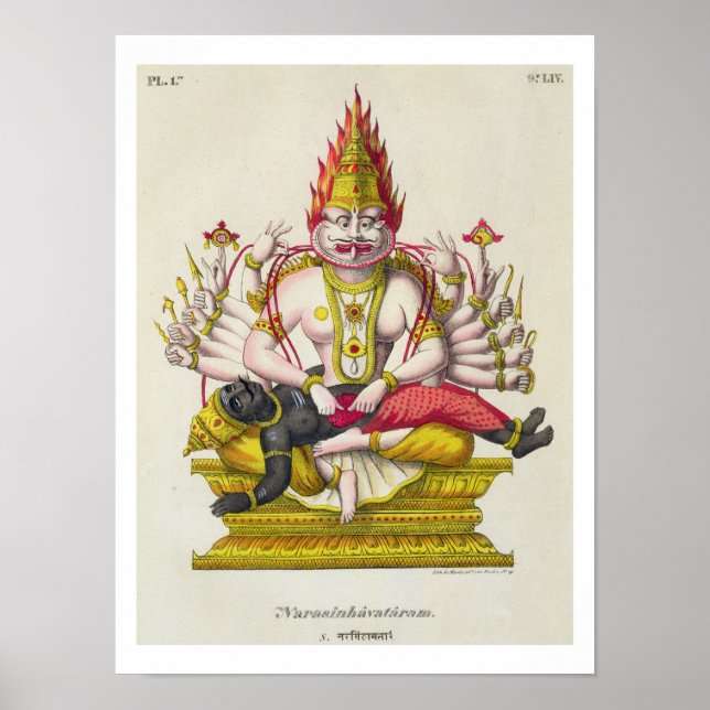 Narasimha, engraved by de Marlet (colour litho) Poster (Front)