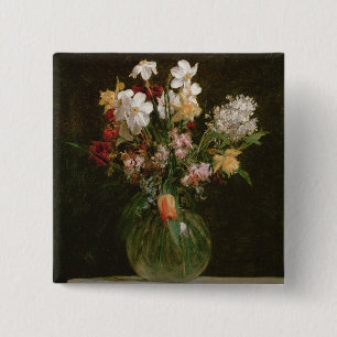 Narcisses Blancs, Jacinthes et Tulipes, 1864 15 Cm Square Badge