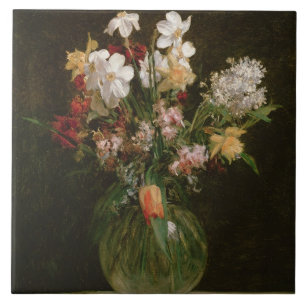 Narcisses Blancs, Jacinthes et Tulipes, 1864 Tile