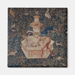 Narcissus at the Well, Medieval Tapestry Magnet