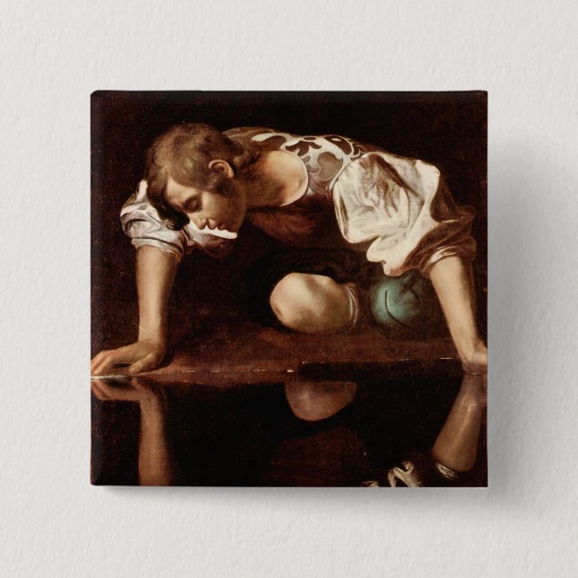 Narcissus by Caravaggio 15 Cm Square Badge (Front)