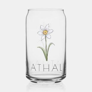 NARCISSUS December Birth Flower Custom Name Can Glass