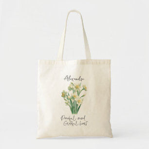 Narcissus December Birth Flower Custom Name Tote Bag