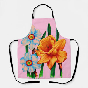 narcissus flowers print apron