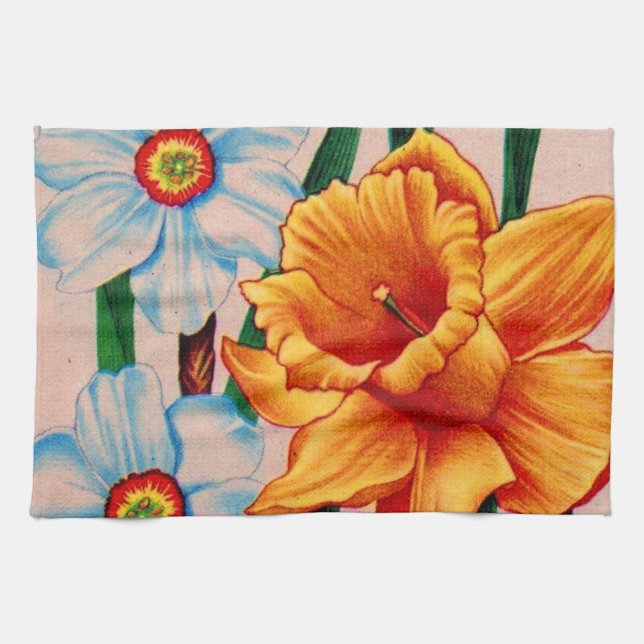 narcissus flowers tea towel (Horizontal)