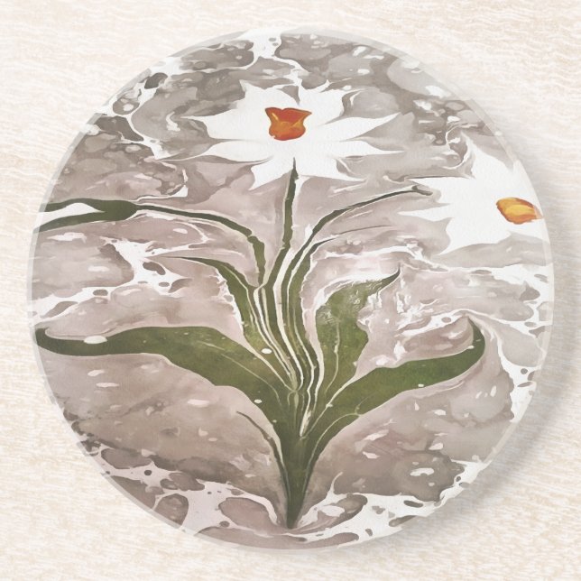 Narcissus On Marble Coaster (Front)
