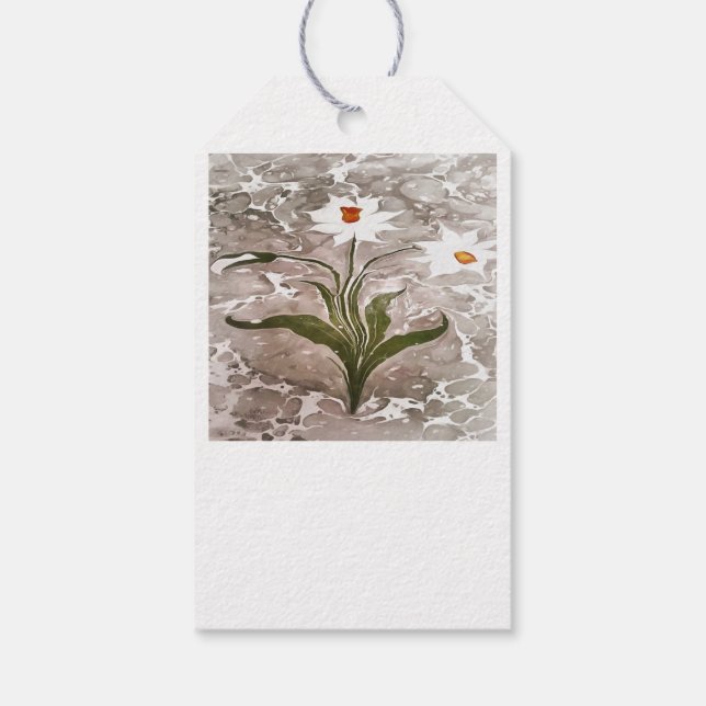 Narcissus On Marble Gift Tags (Back)