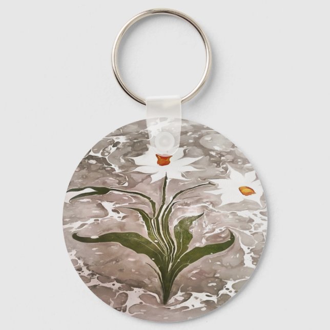 Narcissus On Marble Key Ring (Front)