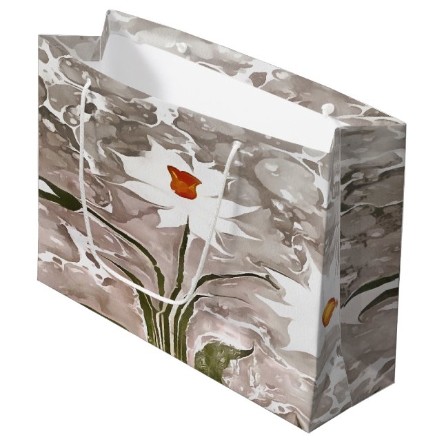 Narcissus On Marble Large Gift Bag (Front Angled)