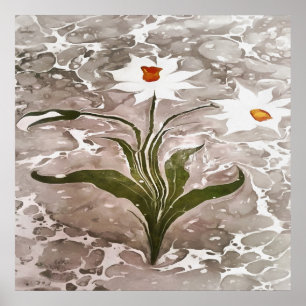 Narcissus On Marble Poster