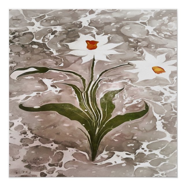 Narcissus On Marble Poster (Front)