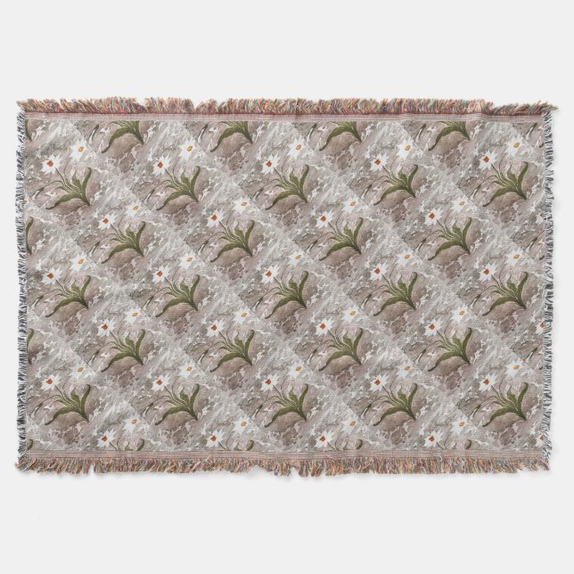 Narcissus On Marble Throw Blanket (Front)