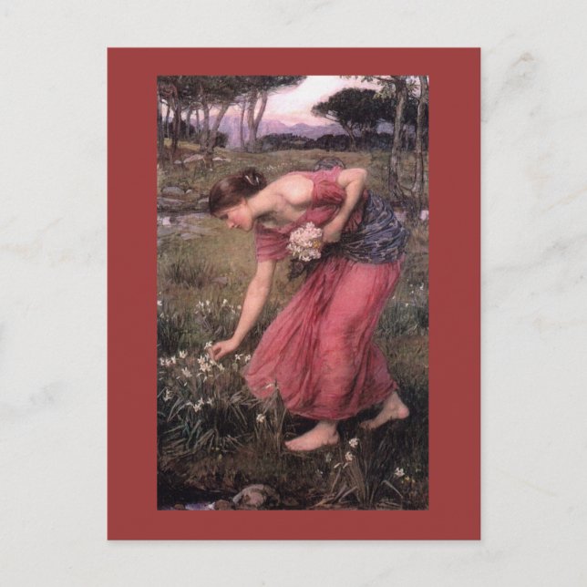 Narcissus Picking Flowers in the Meadow Postcard (Front)