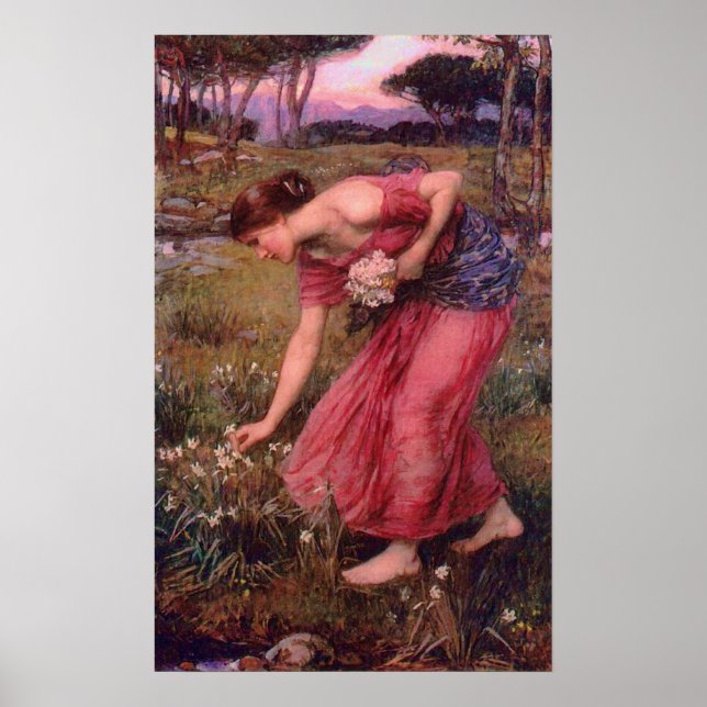 Narcissus Picking Flowers Poster (Front)