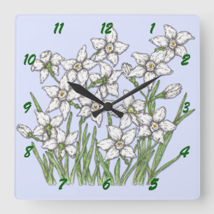 Narcissus Square Wall Clock