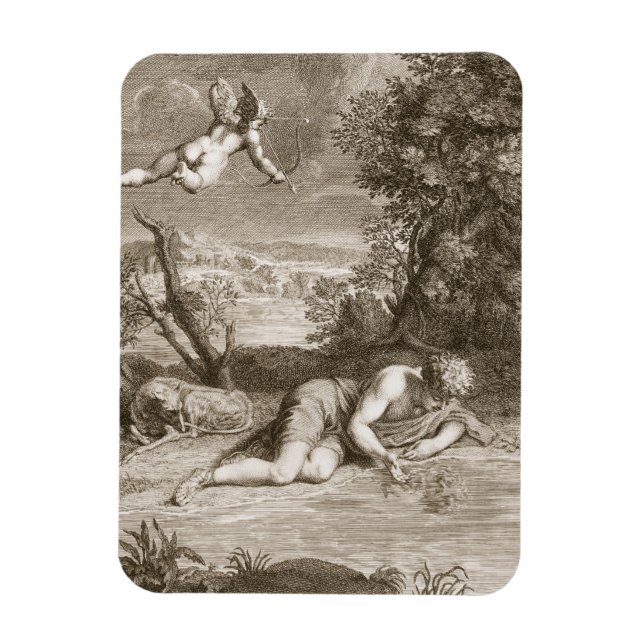 Narcissus Transformed into a Flower, 1730 (engravi Magnet (Vertical)