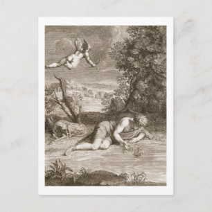 Narcissus Transformed into a Flower, 1730 (engravi Postcard