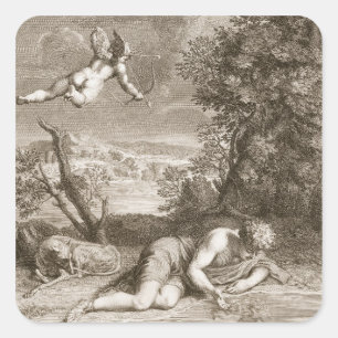 Narcissus Transformed into a Flower, 1730 (engravi Square Sticker