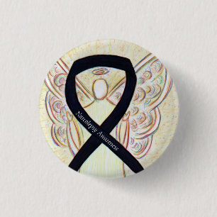 Narcolepsy Awareness Angel Black Ribbon Art Pin