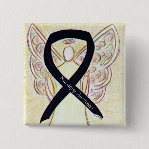 Narcolepsy Awareness Angel Black Ribbon Art Pins