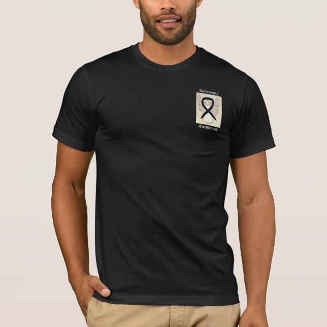 Narcolepsy Black Awareness Ribbon Angel Custom Tee (Front)