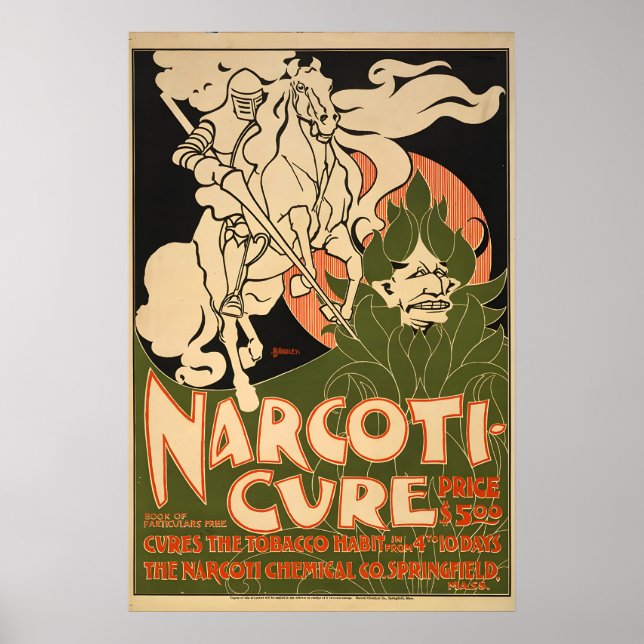 Narcoti Cure - Stop Smoking - Vintage Poster (Front)