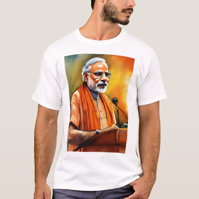 Narendra Modi: Visionary Leader T-Shirt Design" (Front)