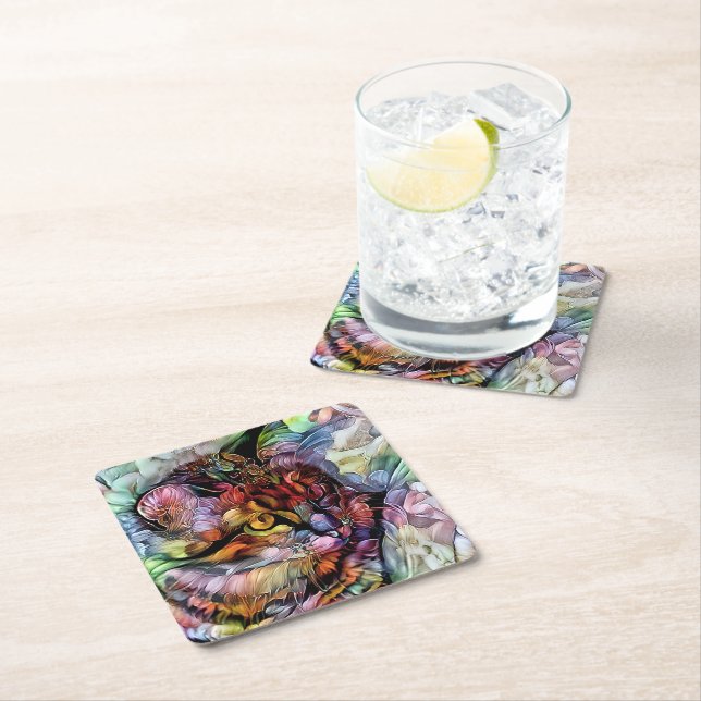 Nari and the Flowers Square Paper Coaster (Insitu)