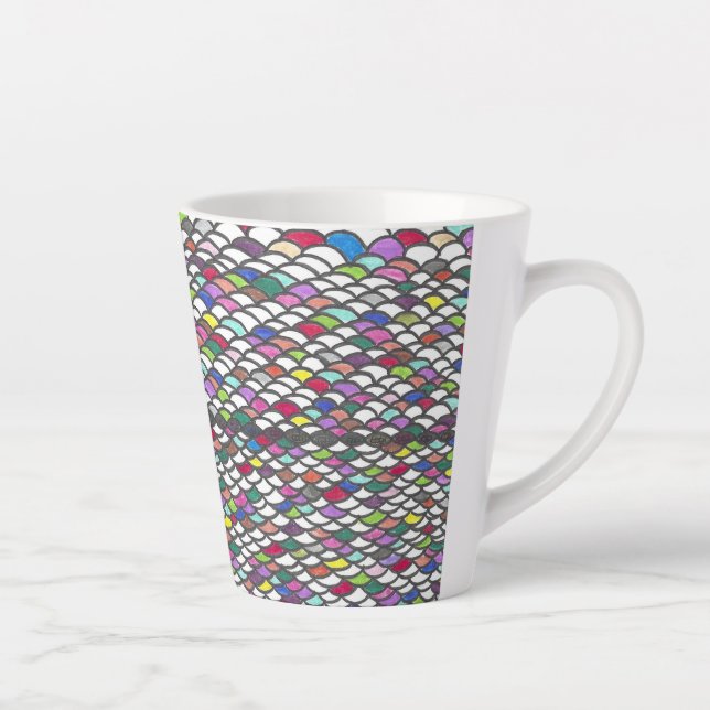 Narmin | Colorful Repeating Hand-Drawn Pattern Latte Mug (Right)
