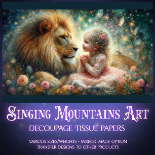 Narnia Lion and Girl Christian Art Decoupage Tissue Paper