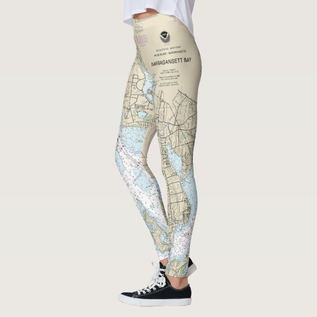 Narragansett Bay Nautical Chart 13221 Leggings (Left)