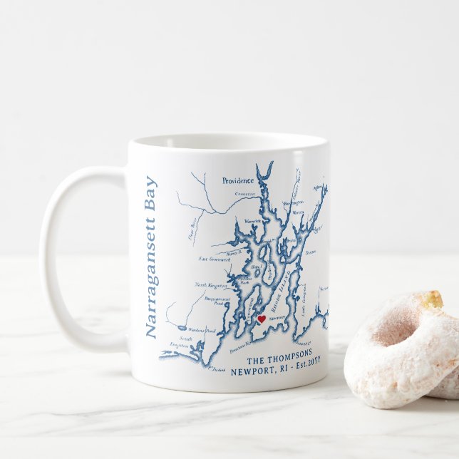 Narragansett Bay Newport RI Gift Coffee Mug (With Donut)