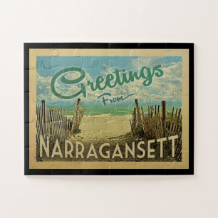 Narragansett Beach Vintage Travel Jigsaw Puzzle