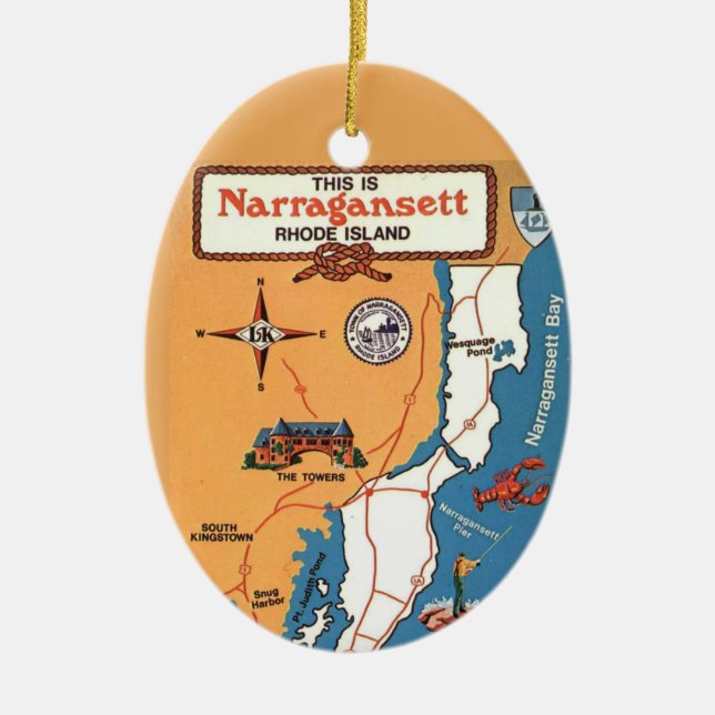 Narragansett Rhode Island  Ceramic Ornament (Front)