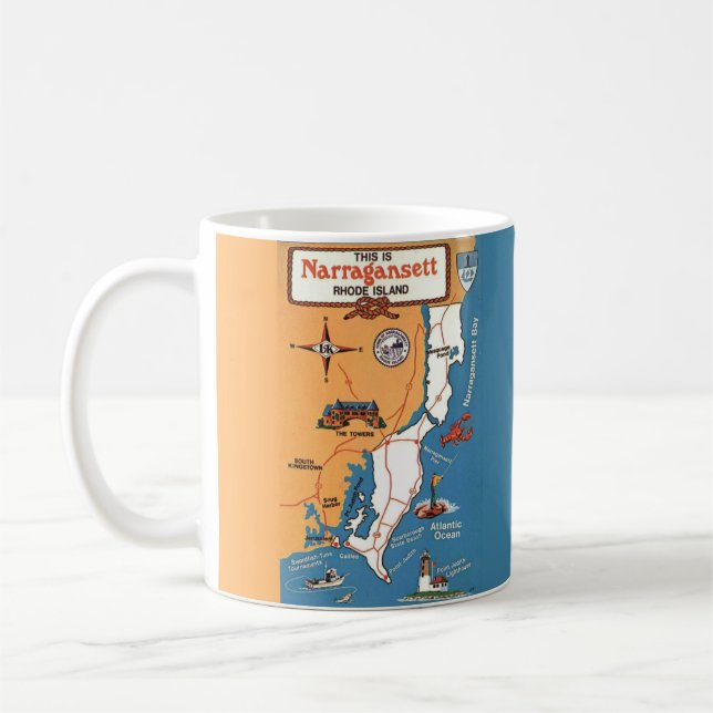 Narragansett Rhode Island Map  Coffee Mug (Left)