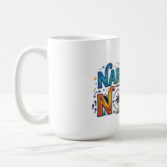 Narrative Nomad – Wander Through Stories Graphic  Coffee Mug (Left)
