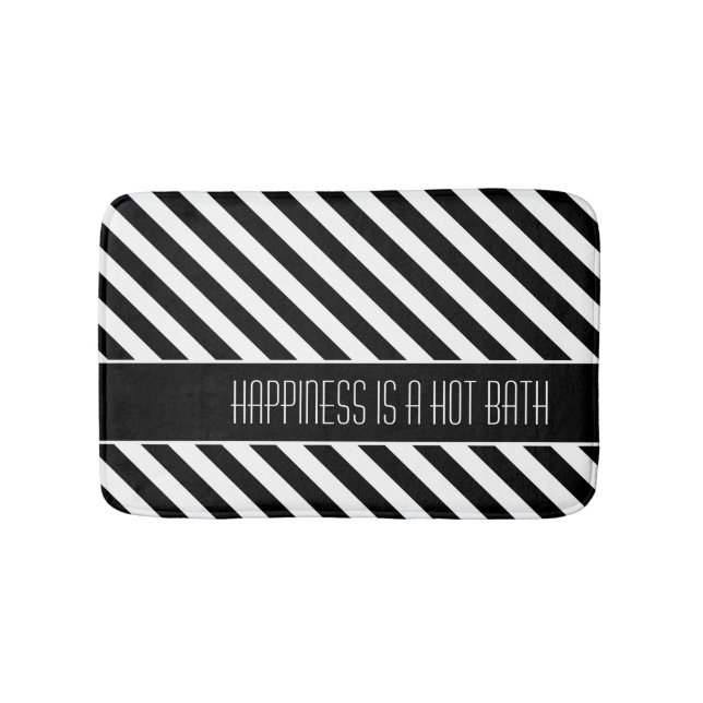 Narrow Black and White Stripes Pattern Bath Mat (Front)