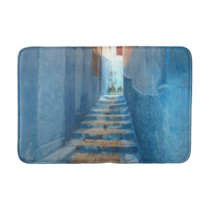 Narrow Blue Stairway in Morocco Bath Mat