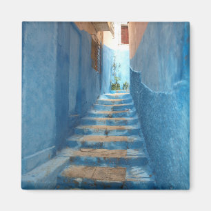 Narrow Blue Stairway in Morocco Magnet