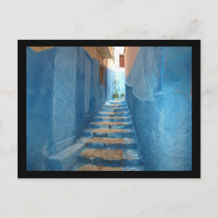Narrow Blue Stairway in Morocco Postcard